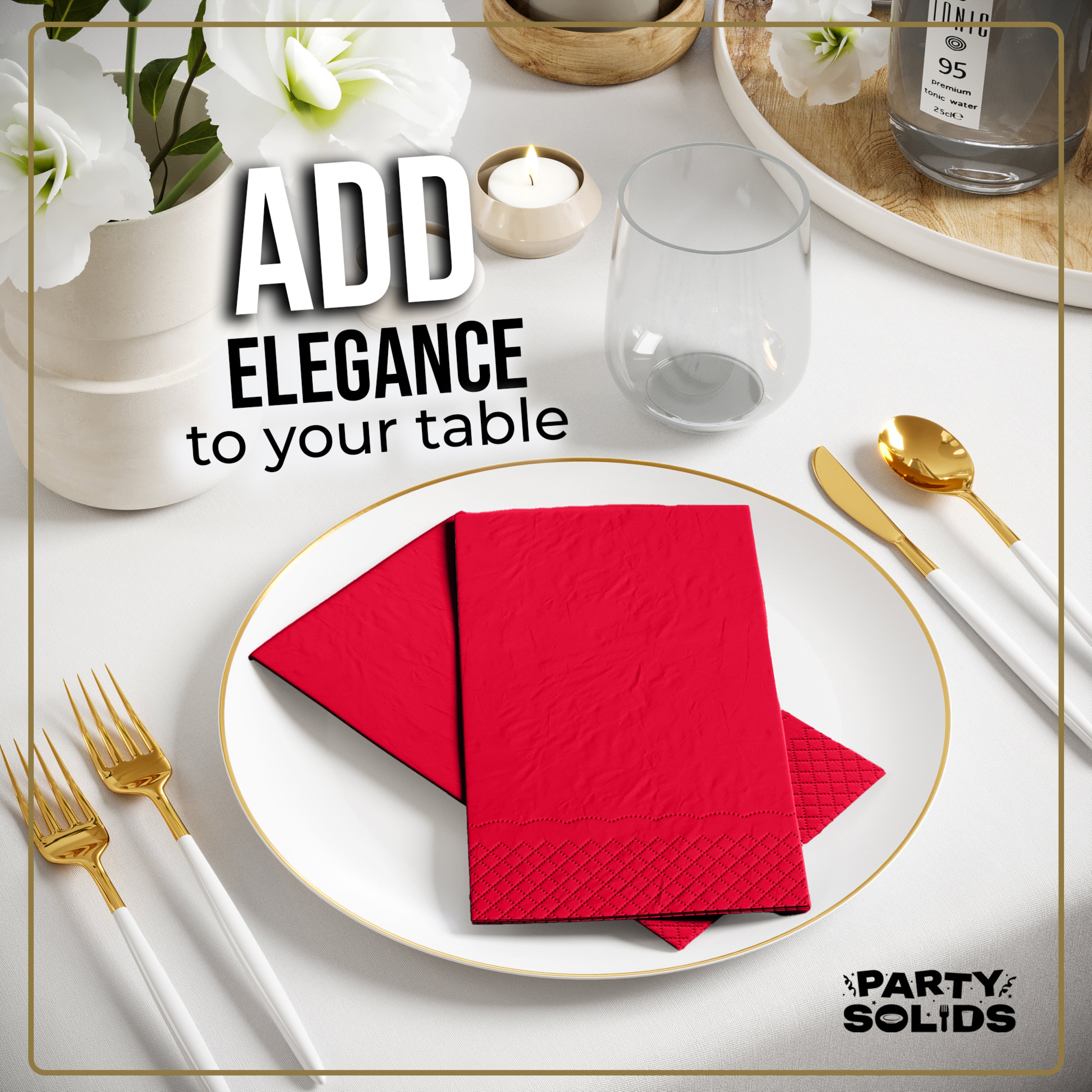 Red Guest Towel Napkins - 40 Ct.