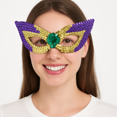 Vibrant Sequin Mardi Gras Masquerade Mask