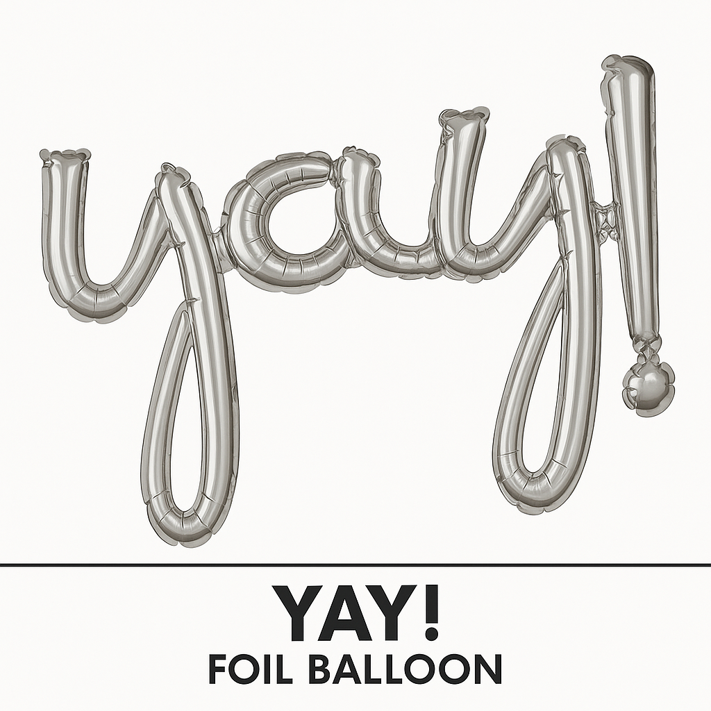 Silver "Yay!" Script Foil Balloon