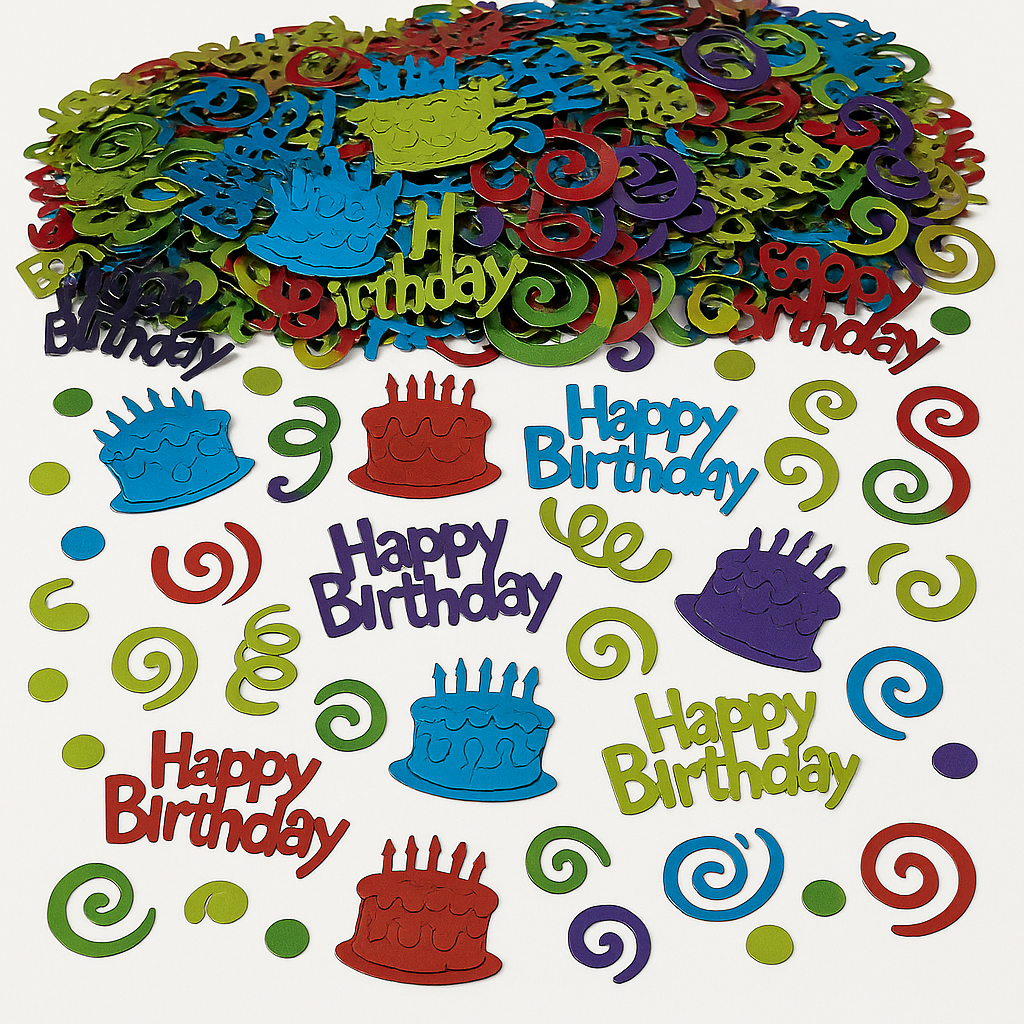 Multicolor ‚ÄúHappy Birthday‚Äù Foil Confetti for Party Fun