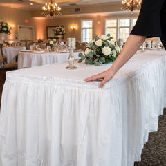 Elegant Frosty White Plastic Table Skirt - 168" x 29"