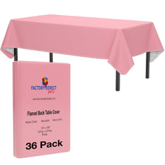 Pink Flannel Backed Plastic Table Cover 54 In. x 108 In. | Case of 36