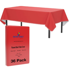 Red Flannel Backed Plastic Table Cover 54 In. x 70 In. | Case of 36
