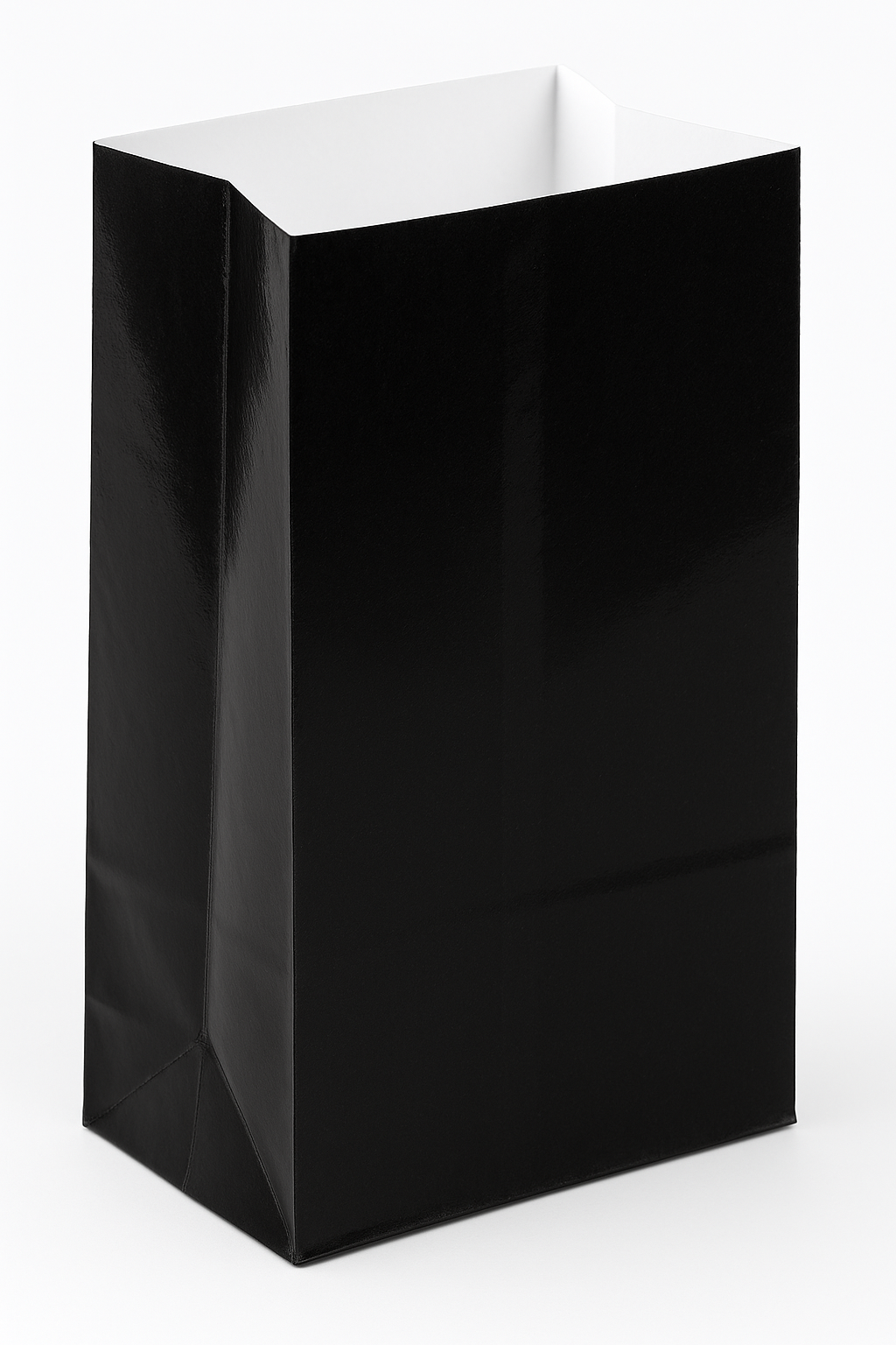 Mini Glossy Black Paper Treat Bags, 6.5-Inch, 12-Pack