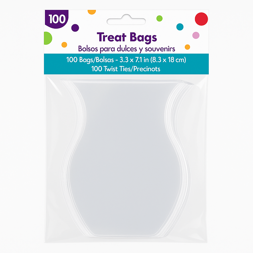 Clear Vase Shaped Cello Treat Bags - 100 Pack