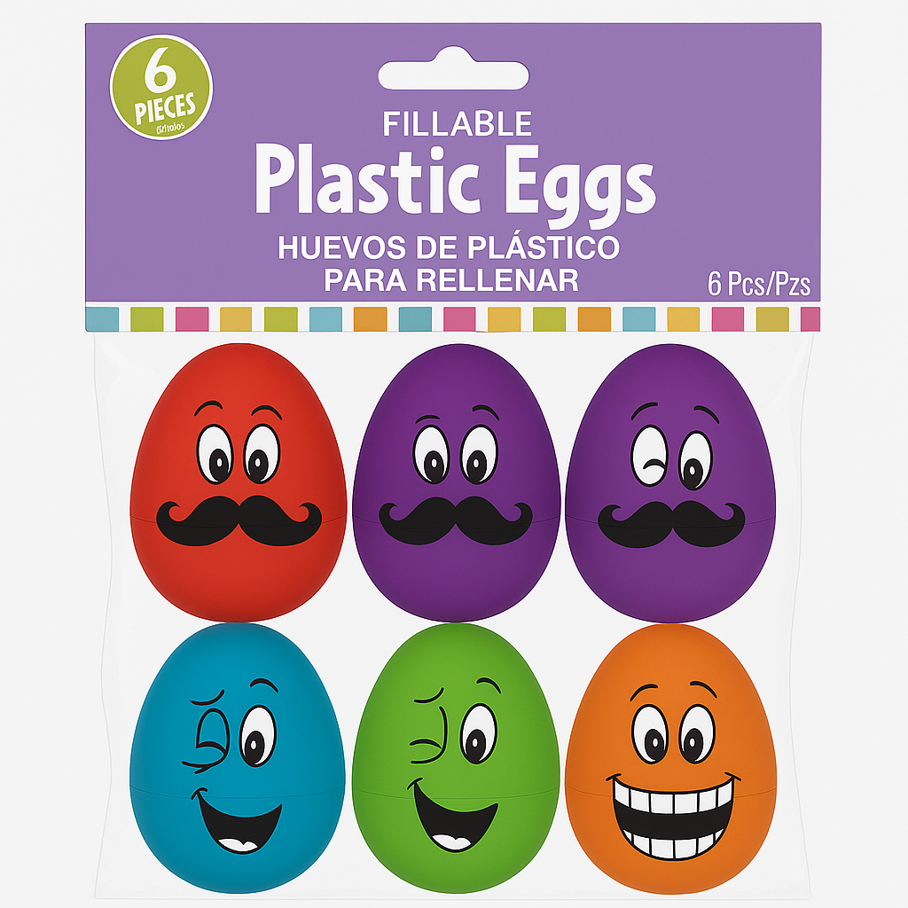 Funny Faces Fillable Easter Eggs - Set of 6