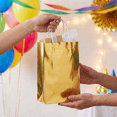 Extra Small Gold Paper Gift Bag - Perfect for Any Occasion