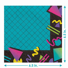 Retro 80s/90s Geometric Luncheon Napkins - 6.5 In. X 6.5 In.