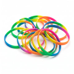 Awesome 80s Rainbow Rubber Bracelets, 16-Pack