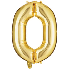 Class 101 -Gold Metallic Foil Balloon Number 0