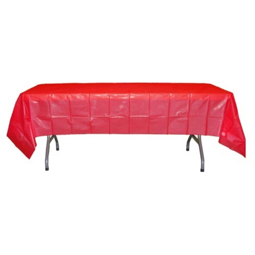 Class 101 -Red Plastic Table Cover - 54 In. x 108 In.