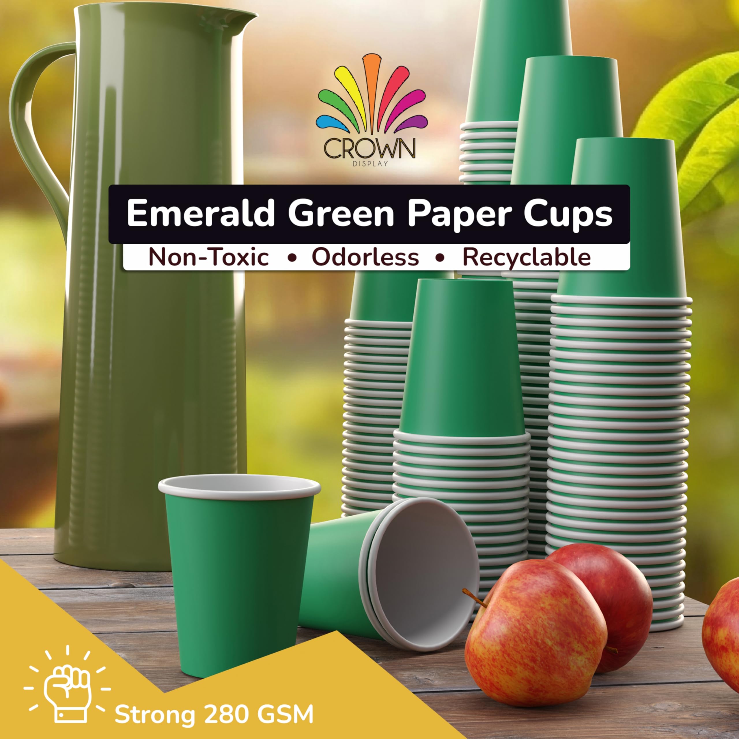 PMA - 9 Oz. Emerald Green Paper Cups | 50 Count
