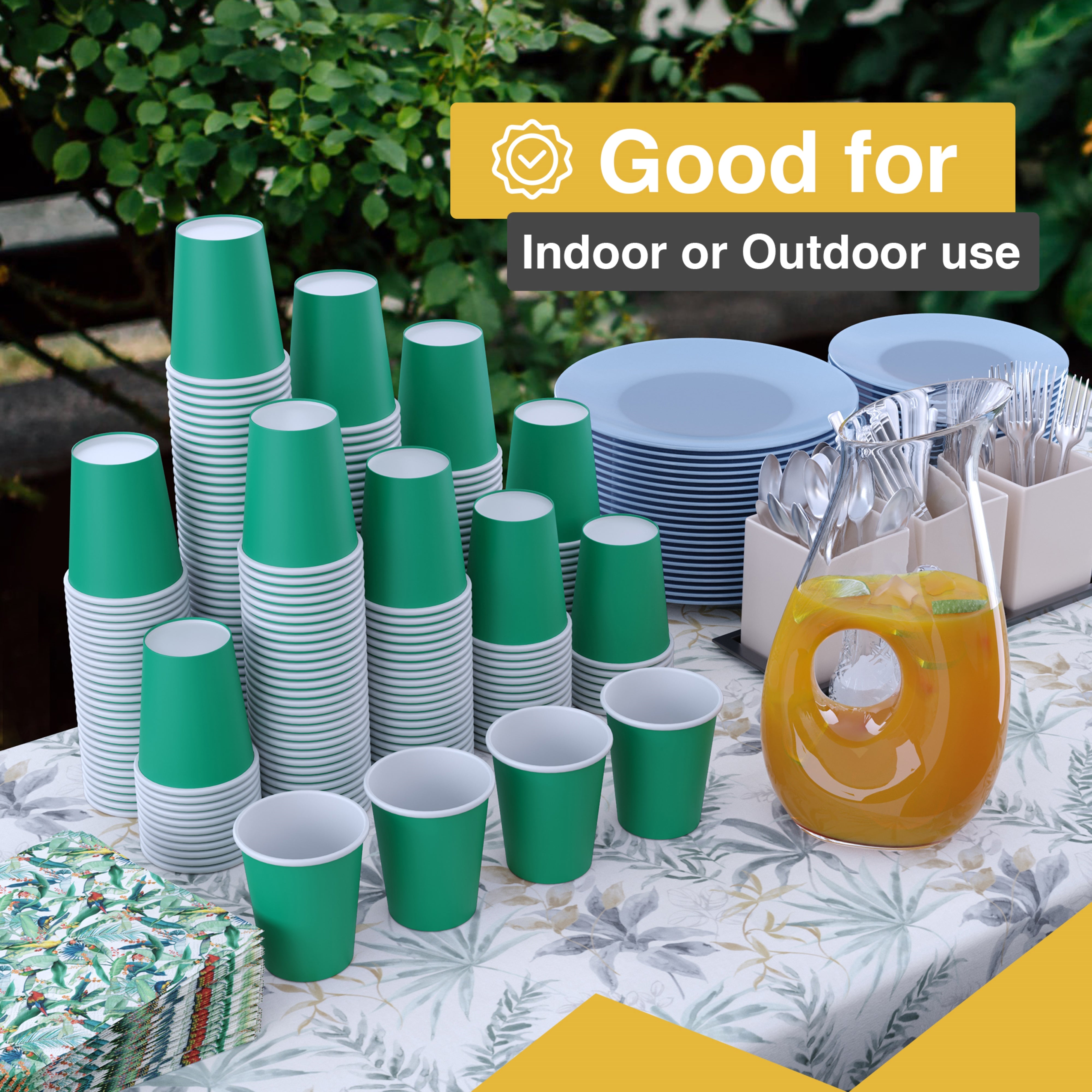 PMA - 9 Oz. Emerald Green Paper Cups | 50 Count