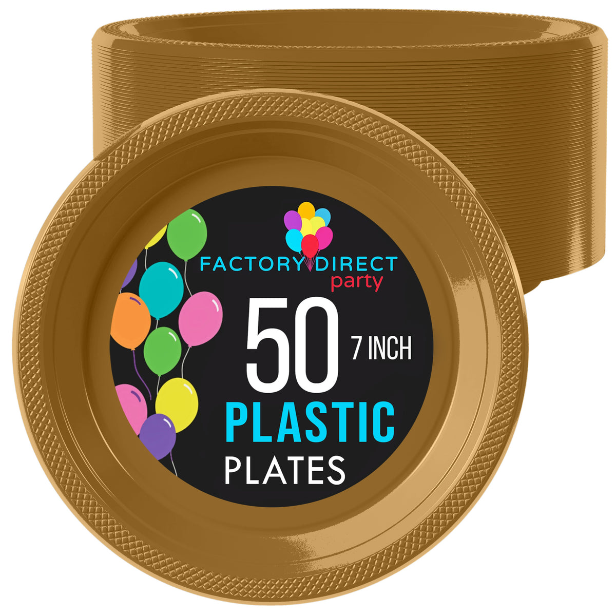 PMA - 7 In. Gold Plastic Plates | 50 Count