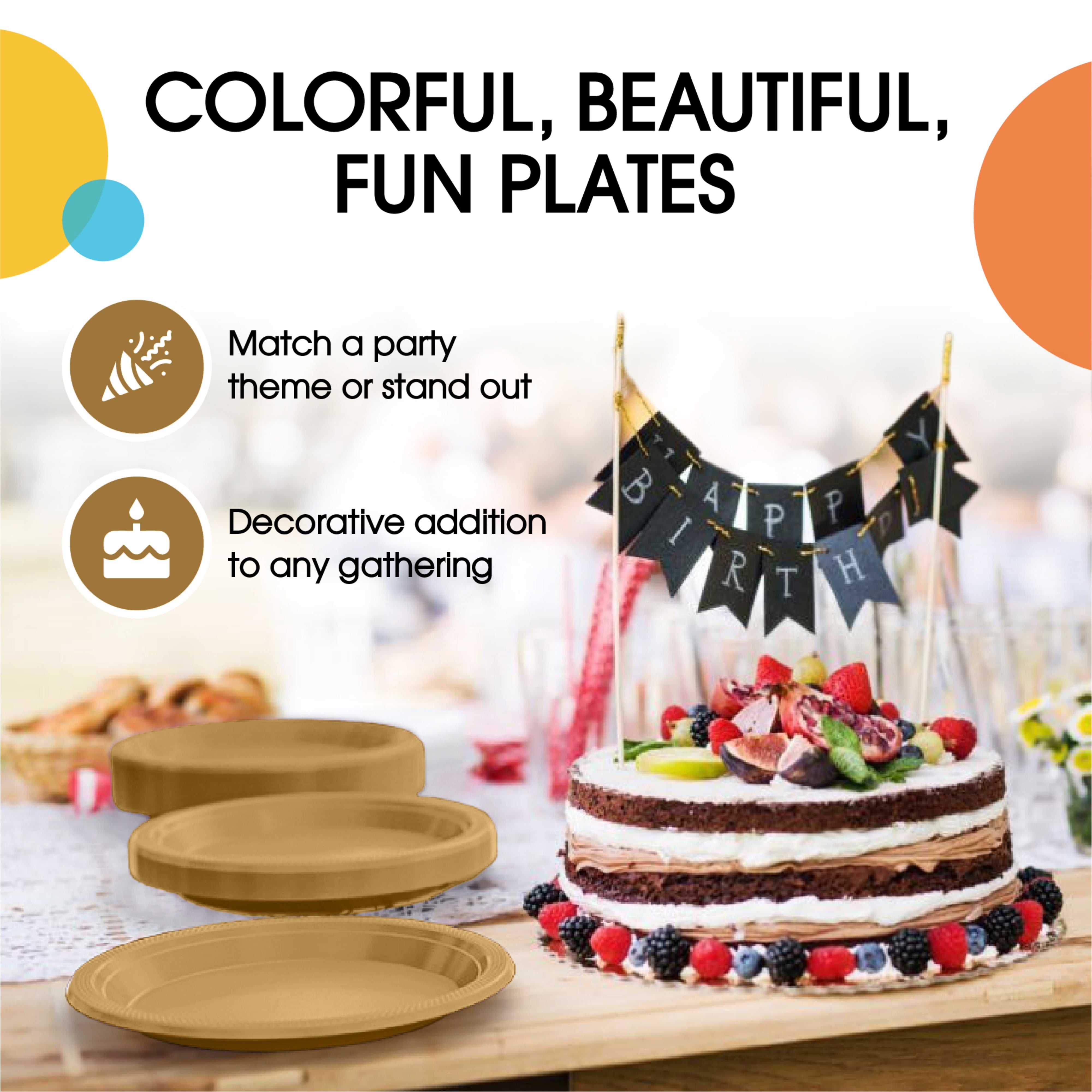 PMA - 7 In. Gold Plastic Plates | 50 Count