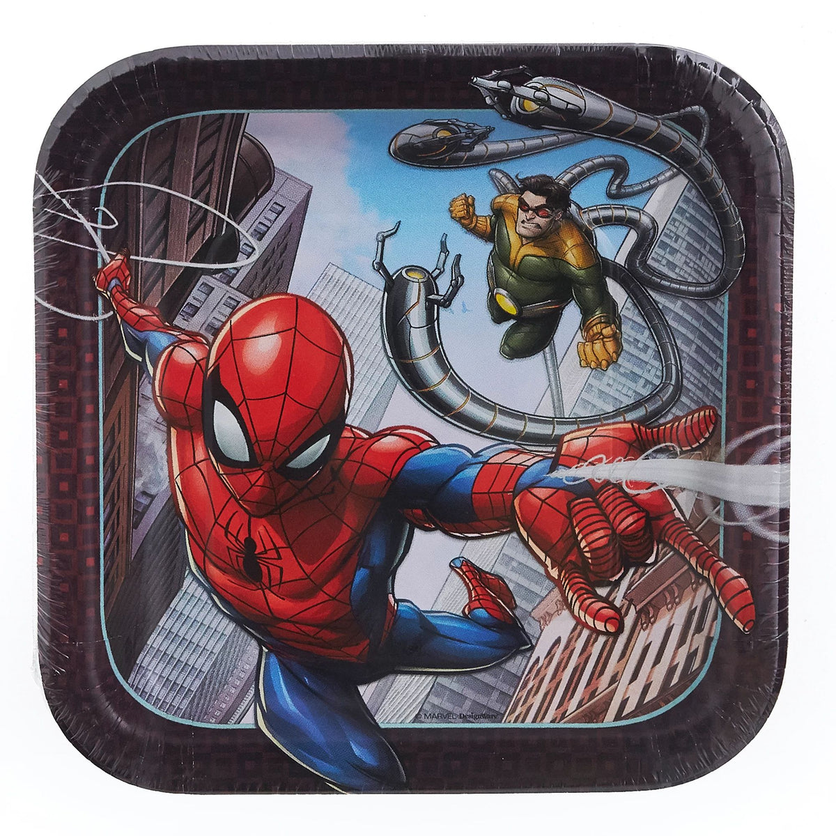 PMA - Spider-Man Webbed Wonder 7-Inch Square Dessert Plates, 8-Pack