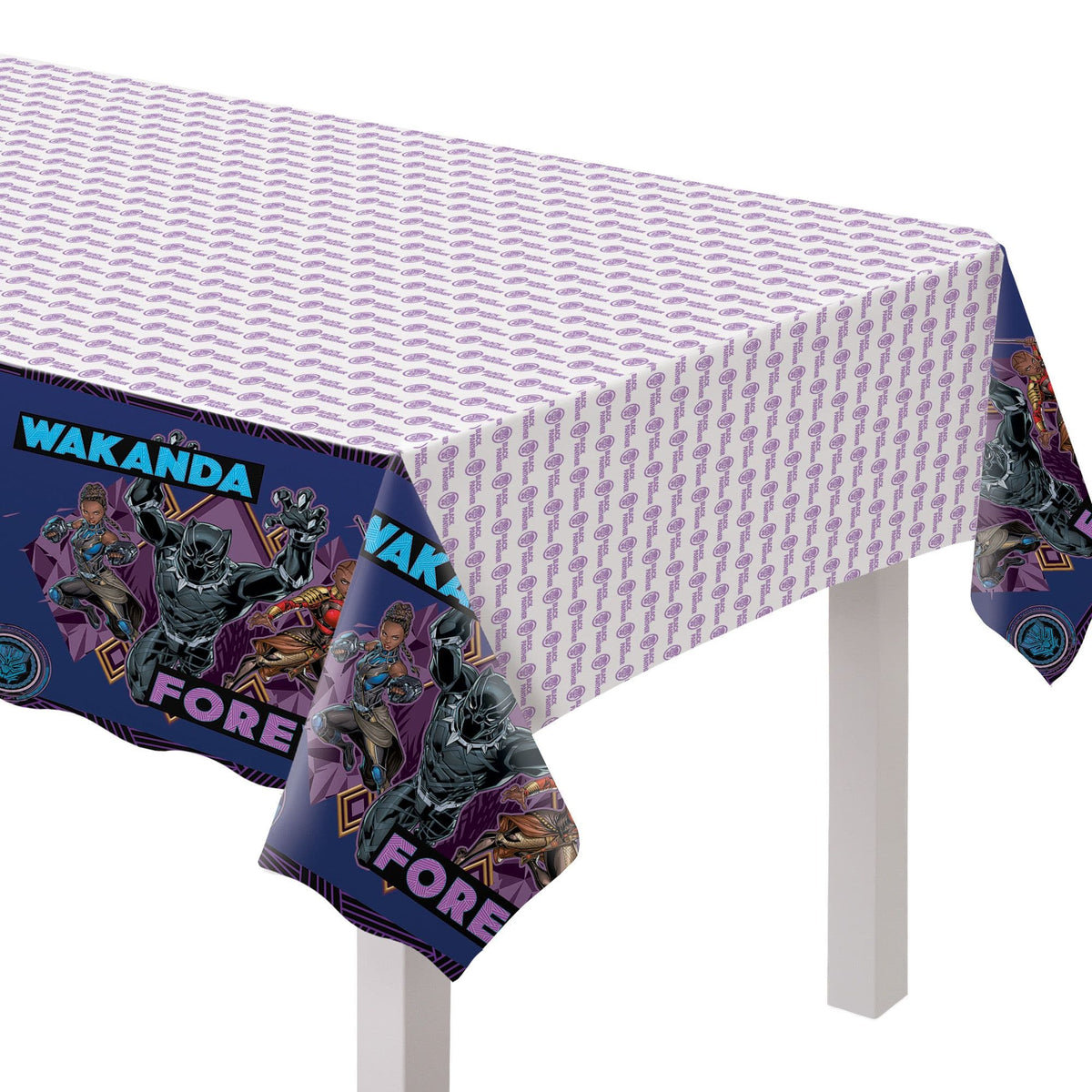 PMA - Marvel Black Panther "Wakanda Forever" Plastic Table Cover for Kids' Birthday Parties