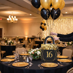 Elegant Sweet 16 Balloon Weight - Black & Gold Tote Design