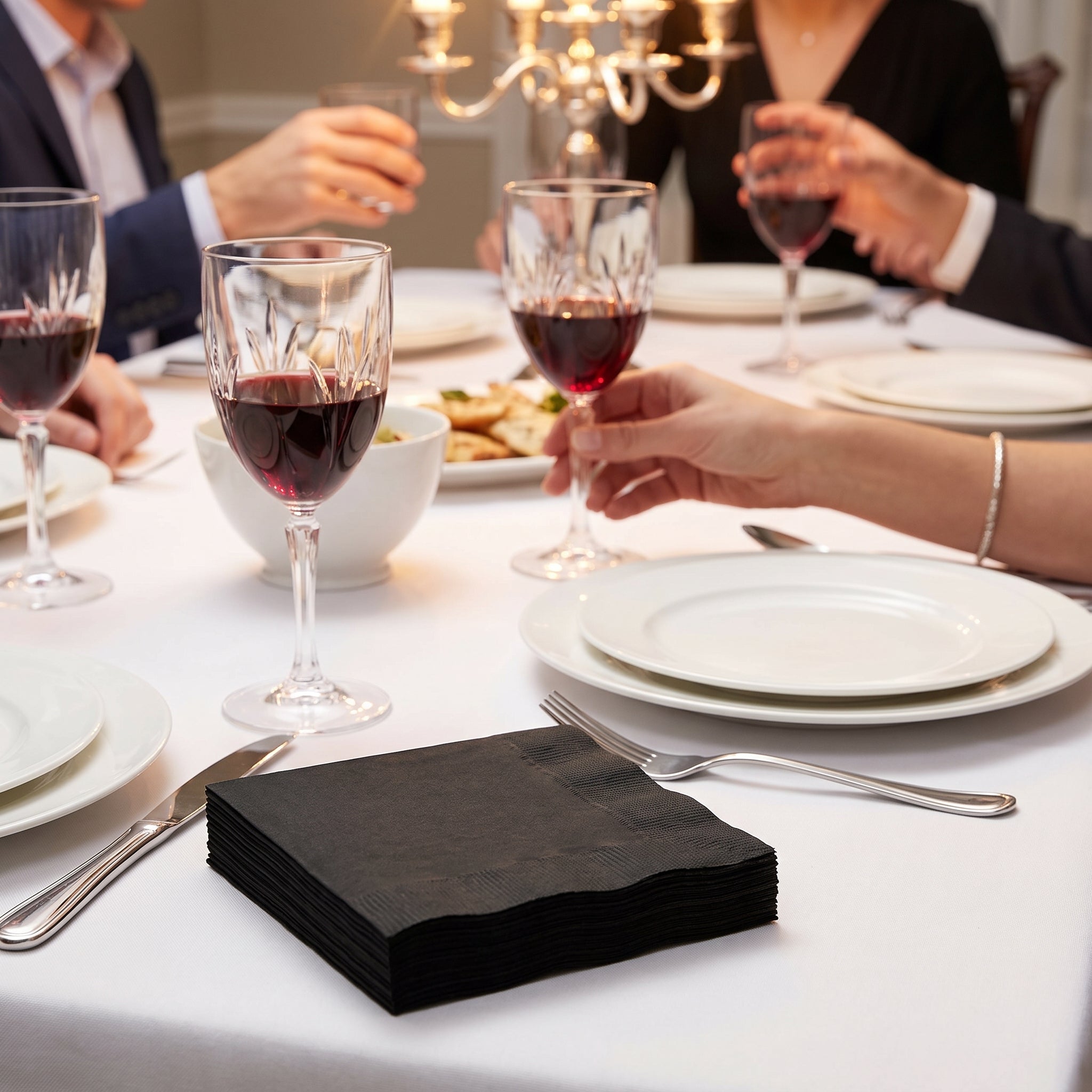 Go Brightly Black Luncheon Napkins - 6.5 In. X 6.5 In. | 32 Count