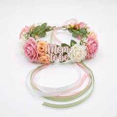"Mom To Be" Floral Crown for Baby Shower