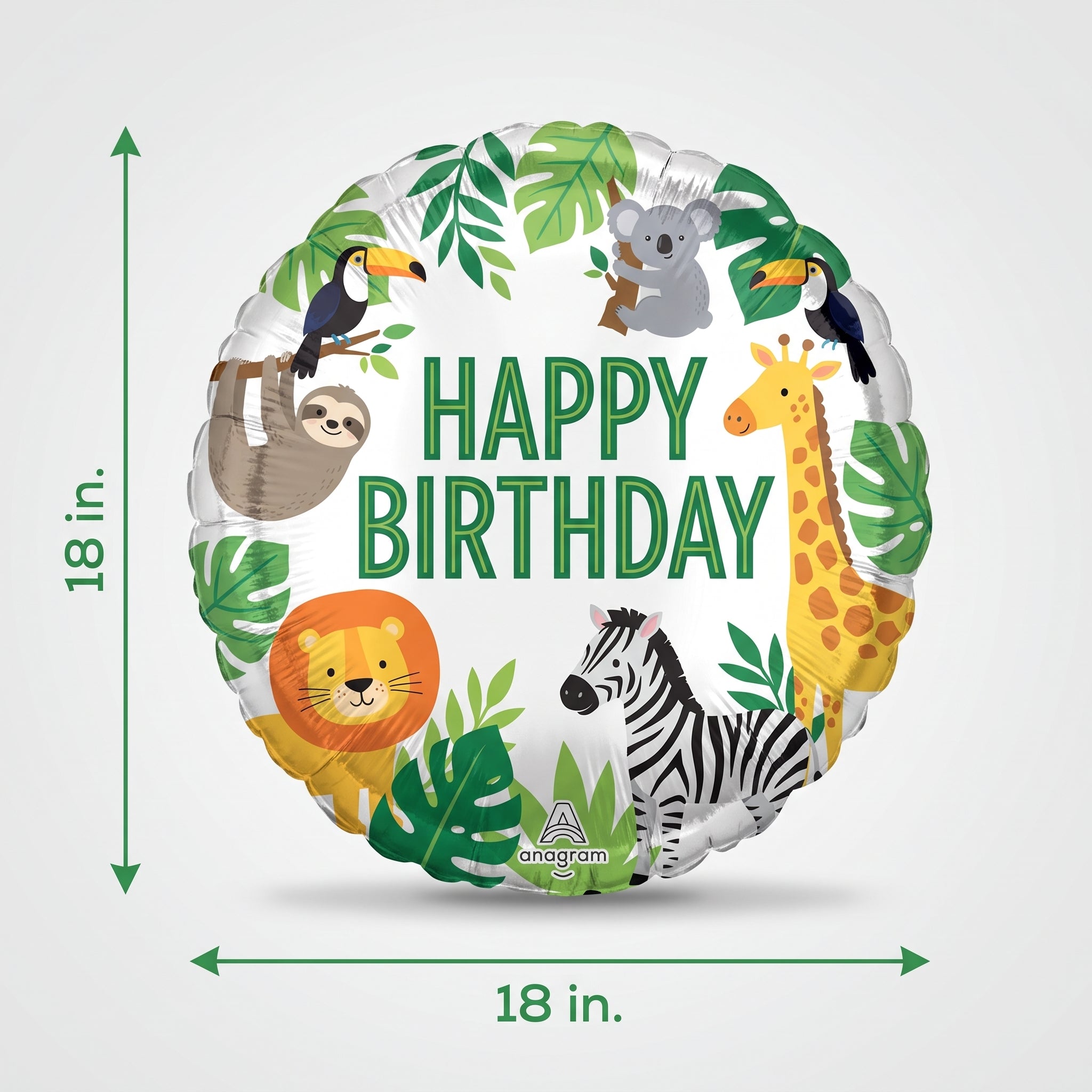 Jungle Safari "Get Wild" Birthday Foil Balloon