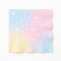Luminous Rainbow Star Beverage Napkins - 16 Pack - 5 In. X 5 In.