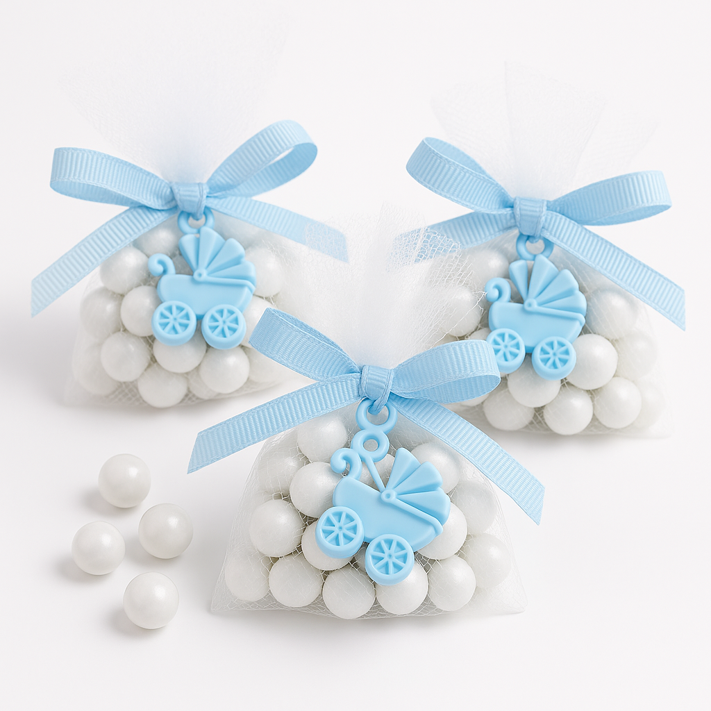 Blue Baby Stroller Favor Charms - 12 Pack
