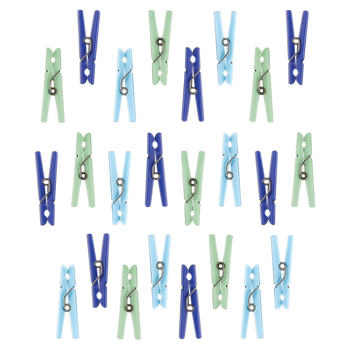 Mini Clothespin Baby Shower Favor Charms, Assorted Blue Tones, 24-Pack