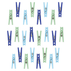 Mini Clothespin Baby Shower Favor Charms, Assorted Blue Tones, 24-Pack
