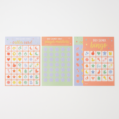 Pastel Stars Baby Shower Bingo Game Set