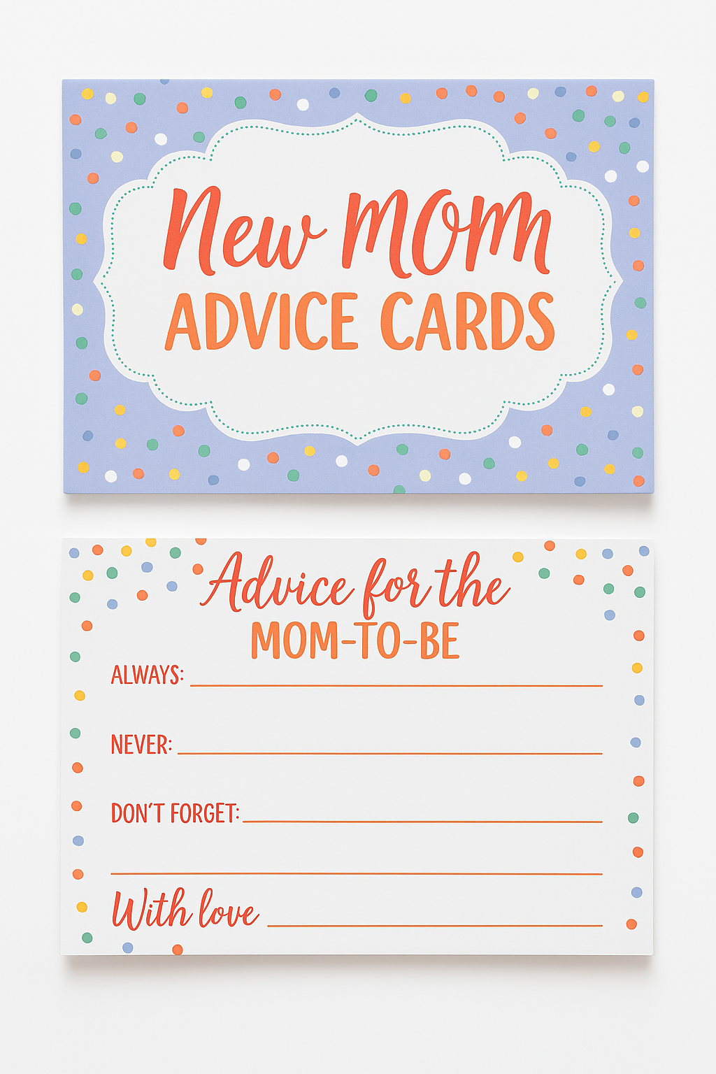 "New Mom" Advice Cards - Pastel Polka Dot Design, 24-Pack
