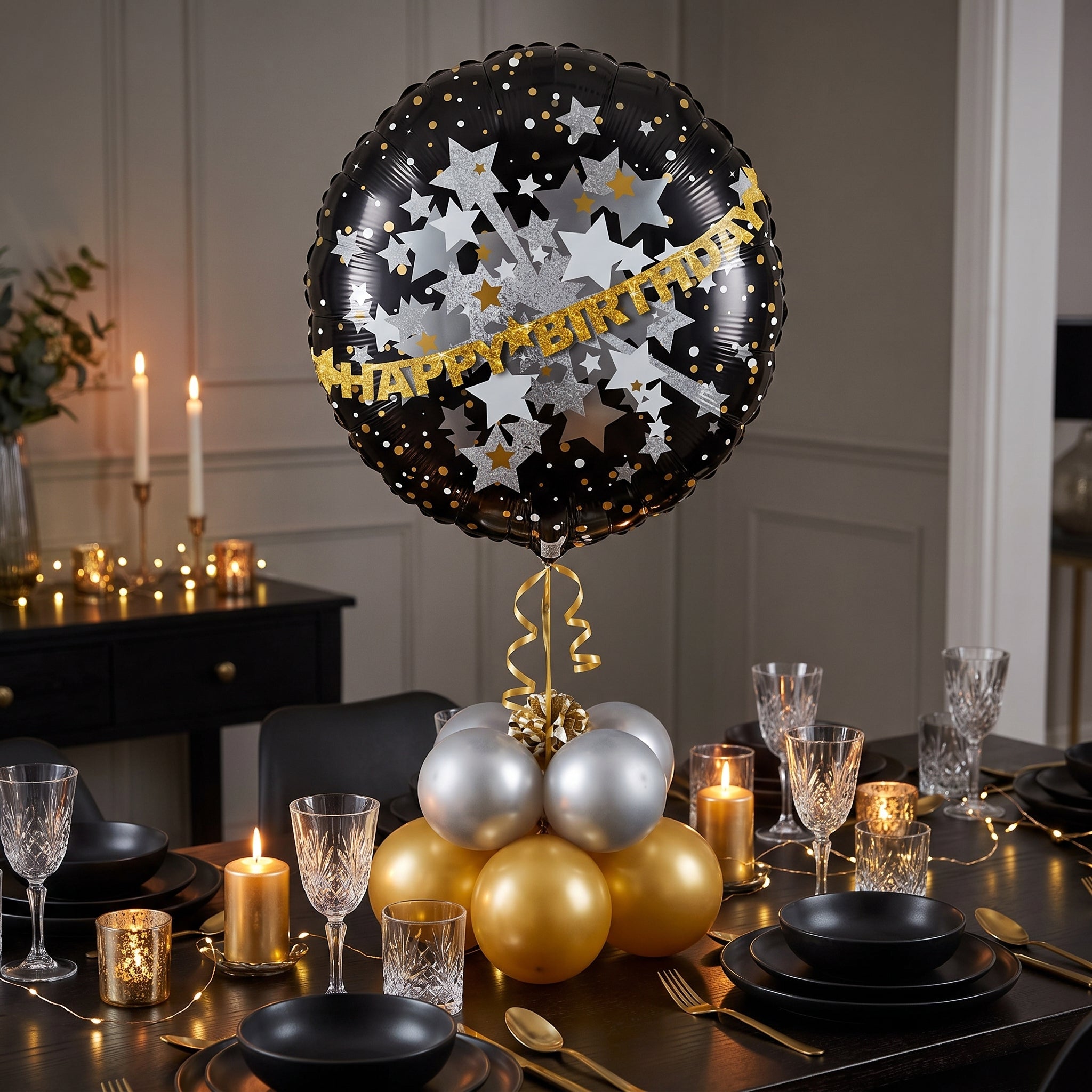 Deluxe Starry Night Happy Birthday Foil Balloon