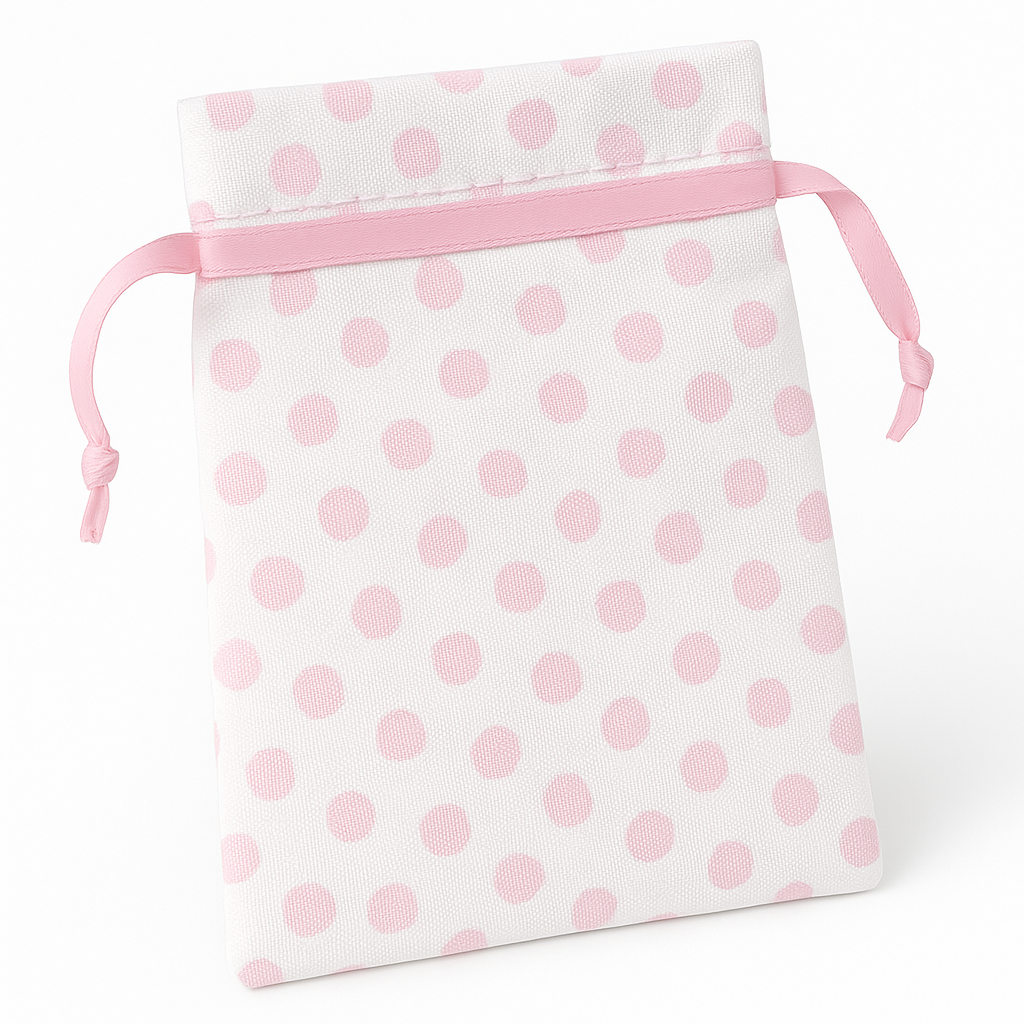 Pink Polka Dot Organza Favor Bags - 12 Pack