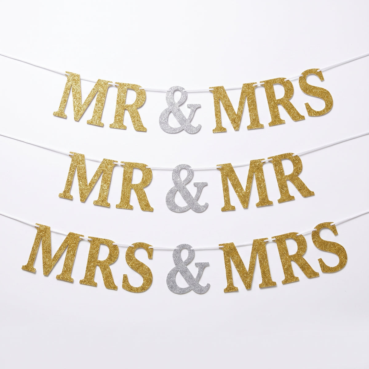 Glitter Letter Wedding Banner - "Mr & Mrs", Customizable and Elegant