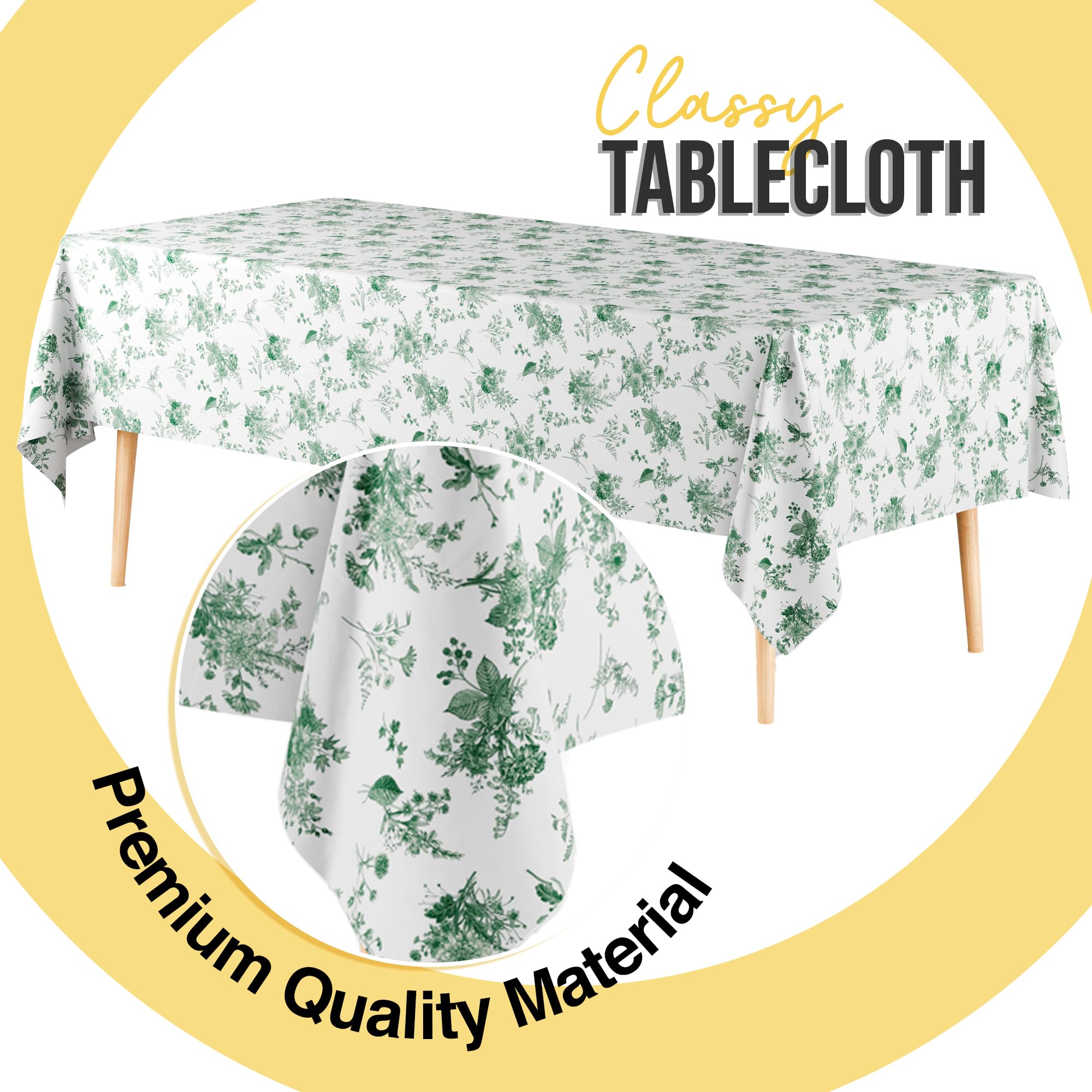 12 Pack Verdure Green Floral 66% Thicker Premium Table Cover | 54 in. x 108 in.