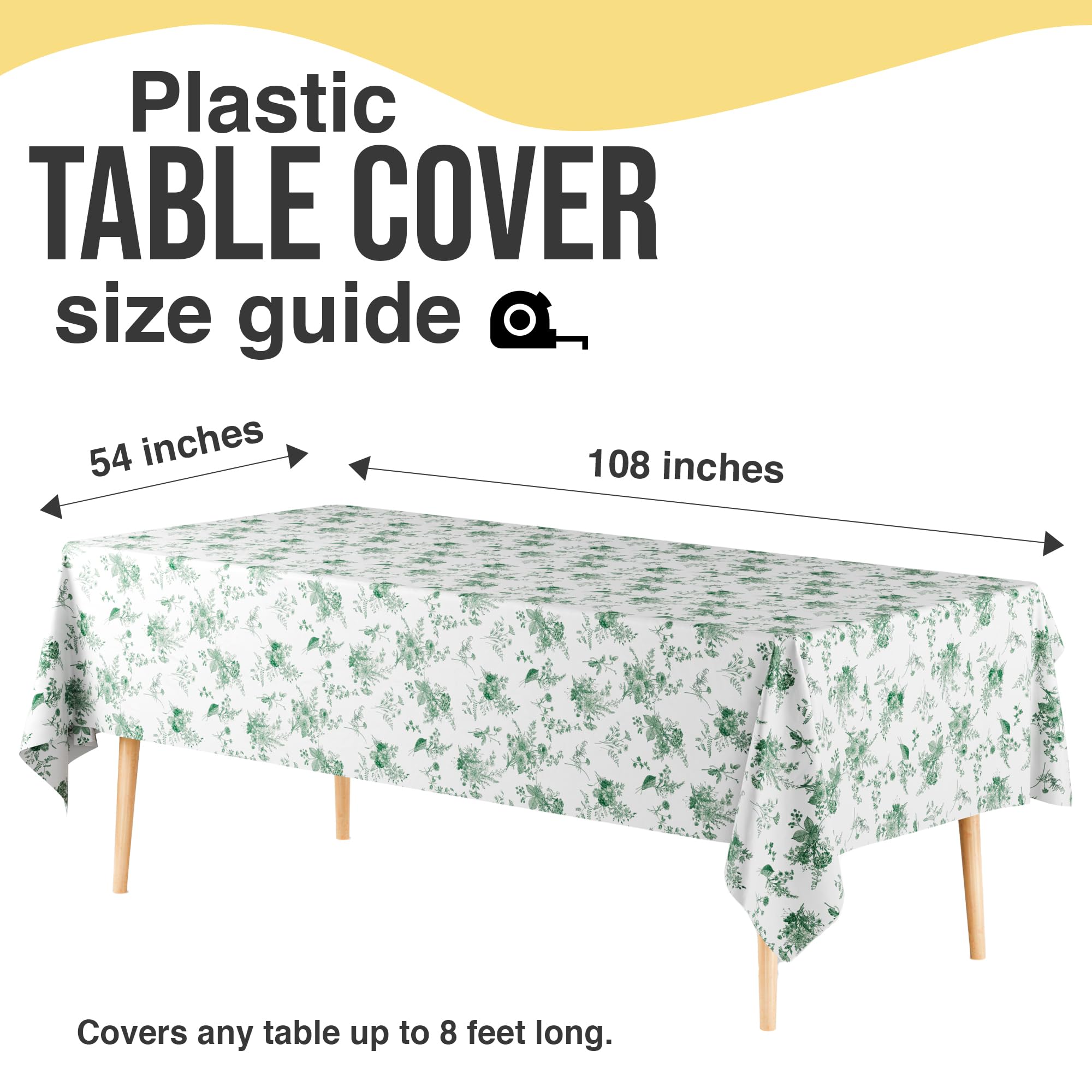 12 Pack Verdure Green Floral 66% Thicker Premium Table Cover | 54 in. x 108 in.