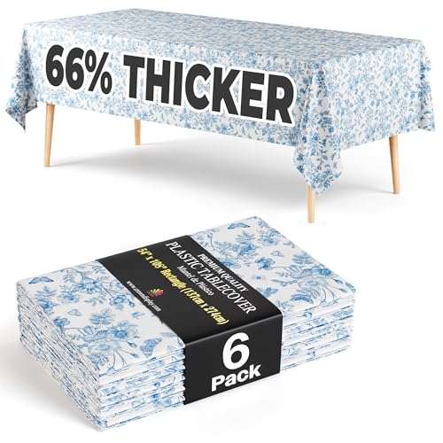 6 Pack Botanical Floral 66% Thicker Premium Table Cover | 54 in. x 108 in.