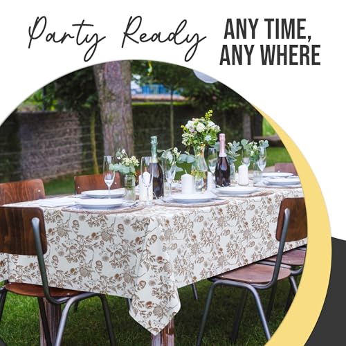 12 Pack Pomegranate Floral 66% Thicker Premium Table Cover | 54 in. x 108 in.