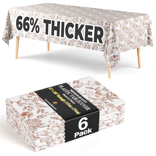 6 Pack Pomegranate Floral 66% Thicker Premium Table Cover | 54 in. x 108 in.