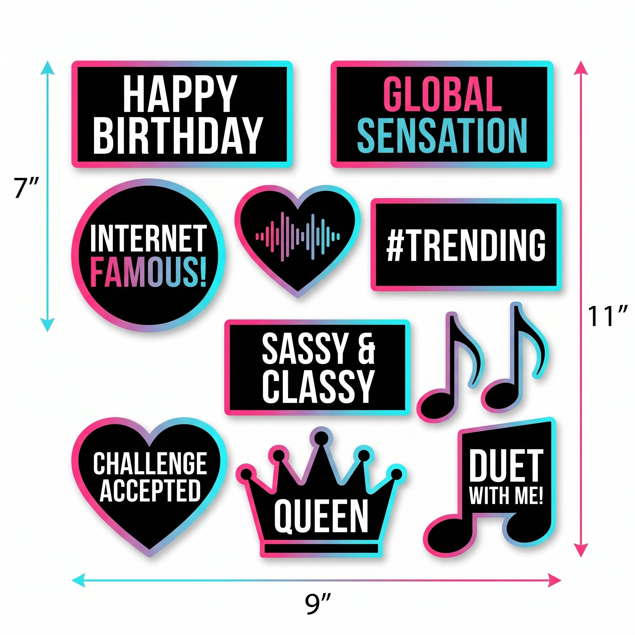 "Internet Famous" Birthday Party Cutout Decorations, 12-Pack