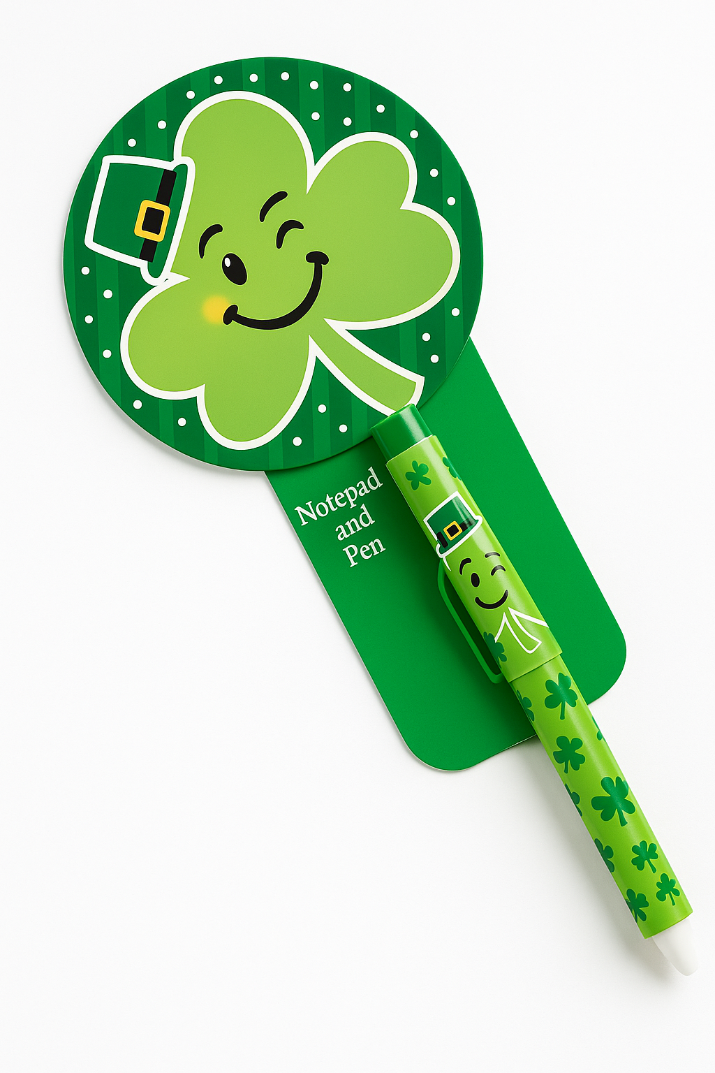 Winking Shamrock St. Patrick's Day Pen and Notepad Set