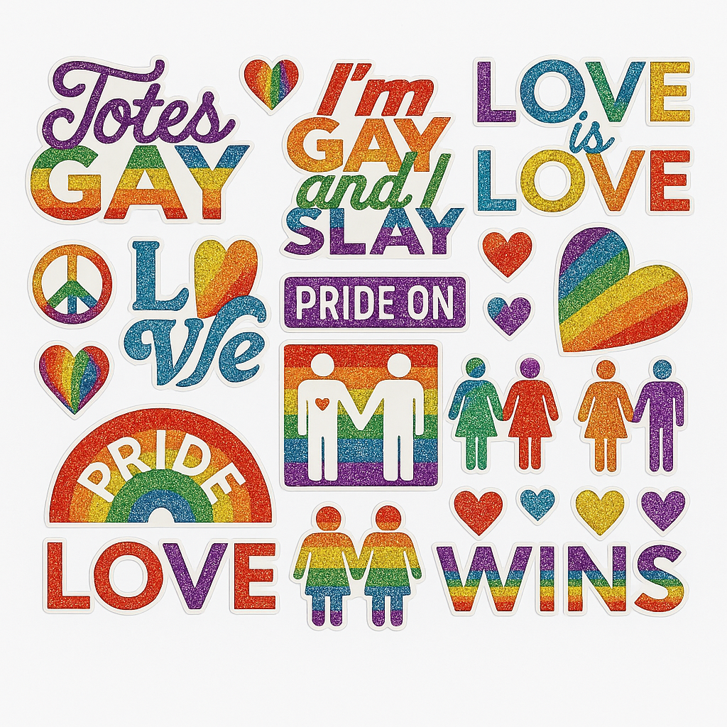 Rainbow Pride Glitter Body Jewelry Stickers, 20-Pack