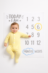 "Today I Am" Baby Milestone Photo Blanket - White/Grey, 47"
