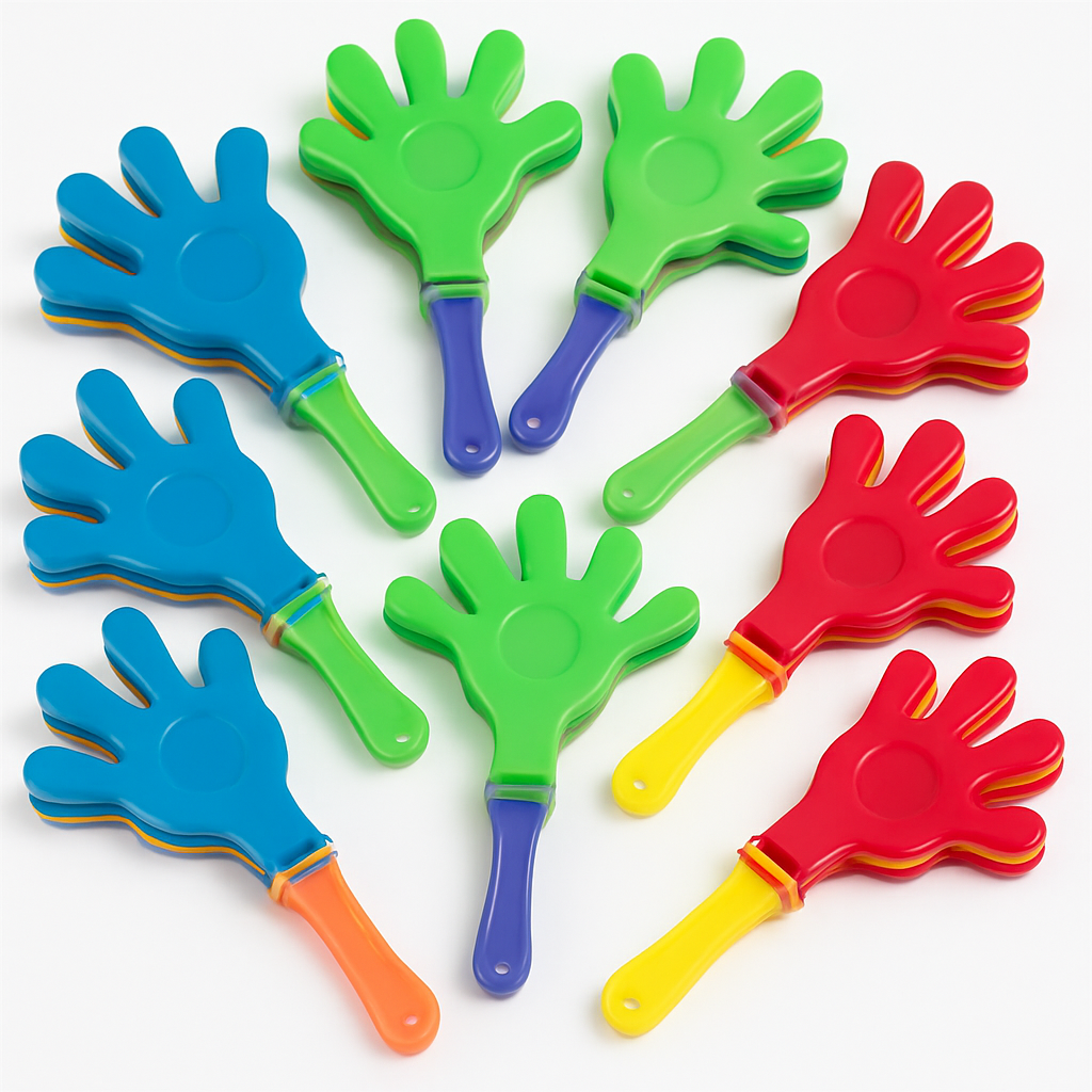Mini Hand Clapper Party Favours, Multi-Coloured, 12-Pack