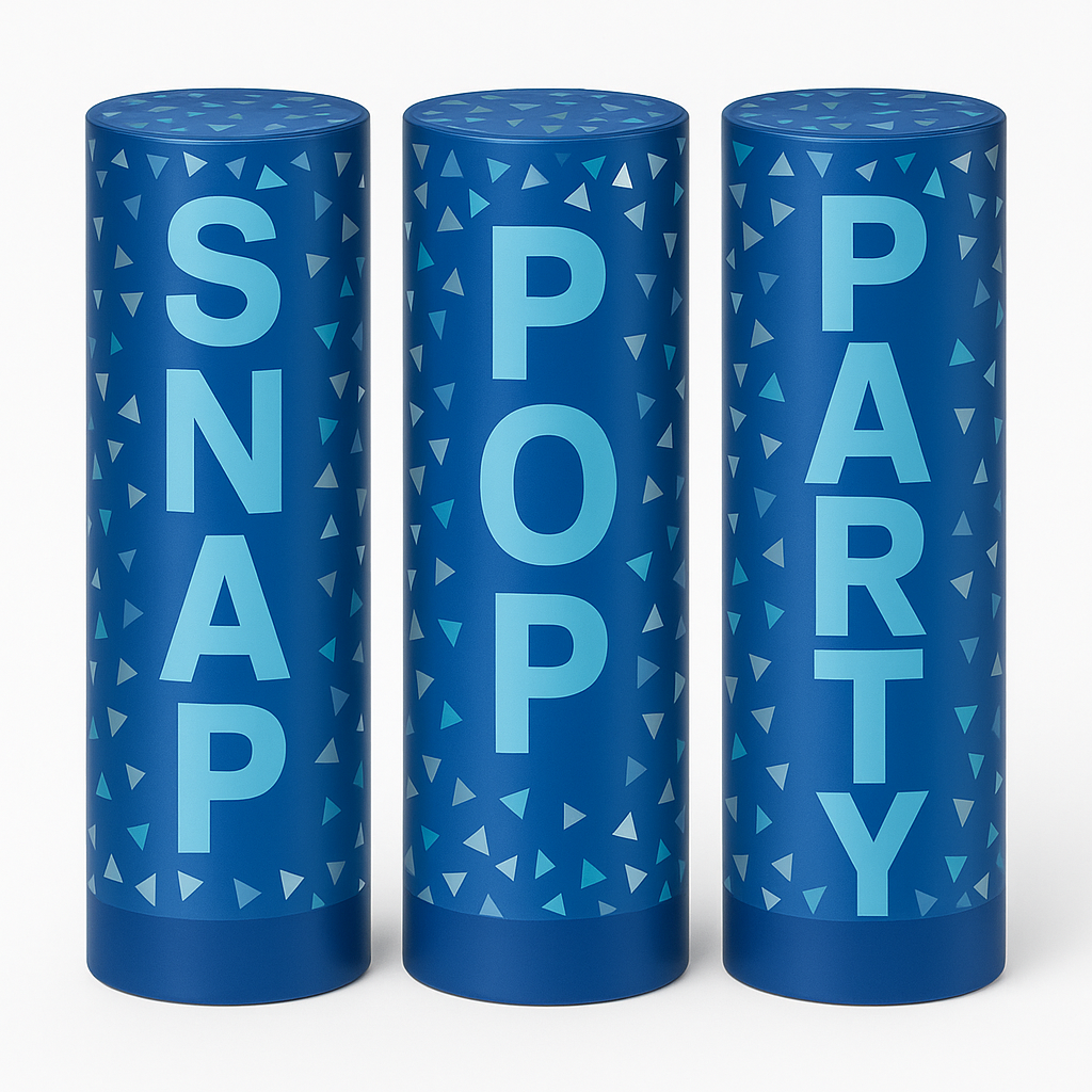 Blue Confetti Party Poppers - 3 Pack for Festive Celebrations