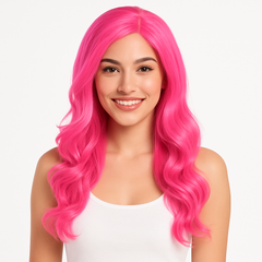 Glamorous Bright Pink Wig for Team Spirit and Everyday Fun