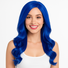 Royal Blue Glam Wig - Long Wavy Costume Accessory