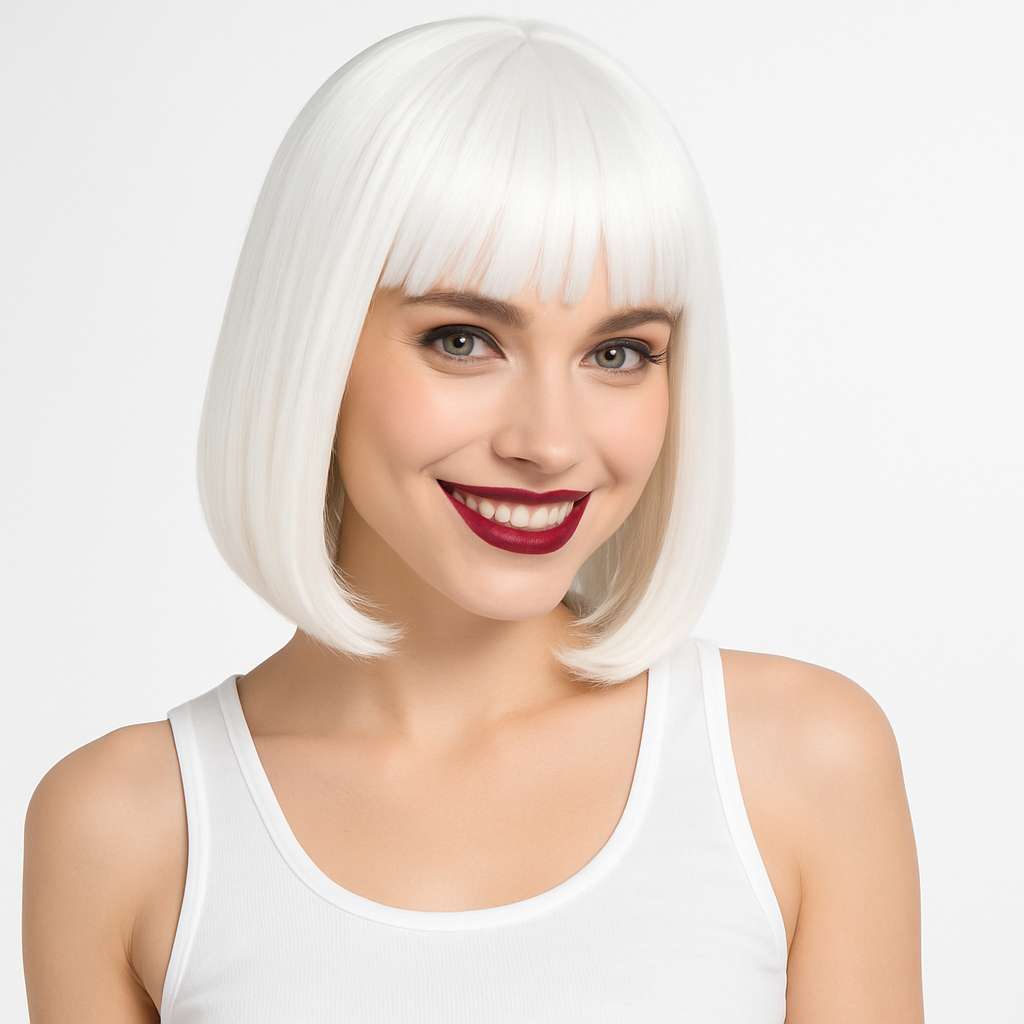 Stylish White Long Bob Wig ‚Äì Perfect for Team Spirit and Everyday Fun