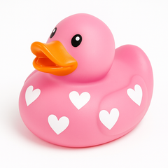 Valentine's Day Pink Rubber Duck with White Hearts