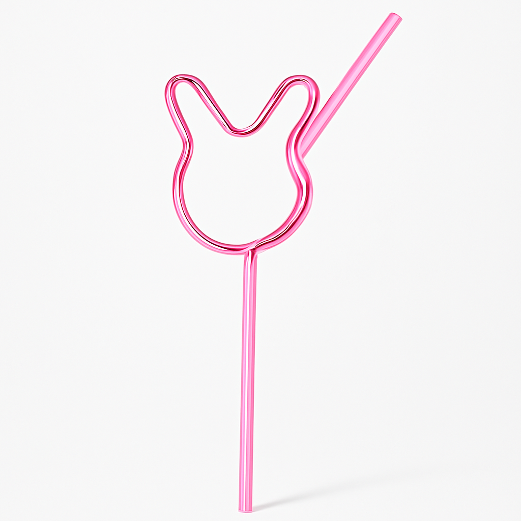 Bunny-Shaped Fun Straws in Black and Pink - Easter Party Favors